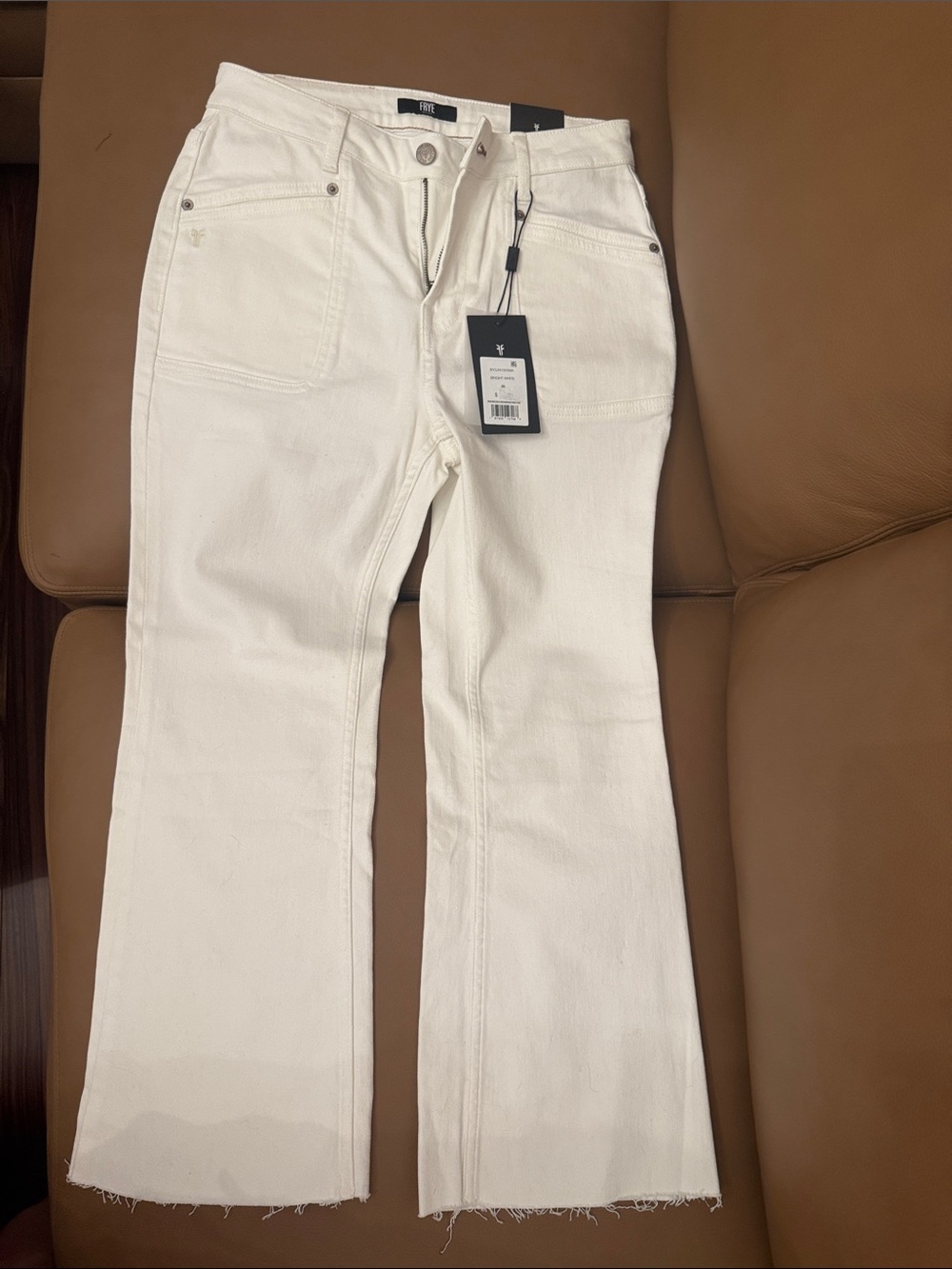 Frye White Veronica Crop Bootcut Jeans